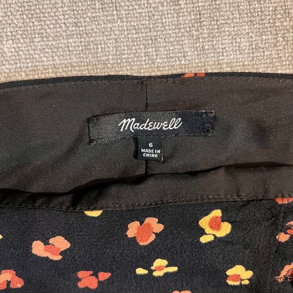 Madewell Black Floral Print Button Front A-Line Mini Skirt‎ Size 6 - Picture 6 of 7